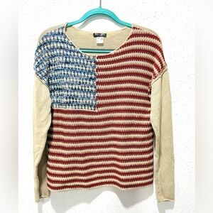 Venus American Flag crew neck sweater, a patriotic-themed knit pullover M